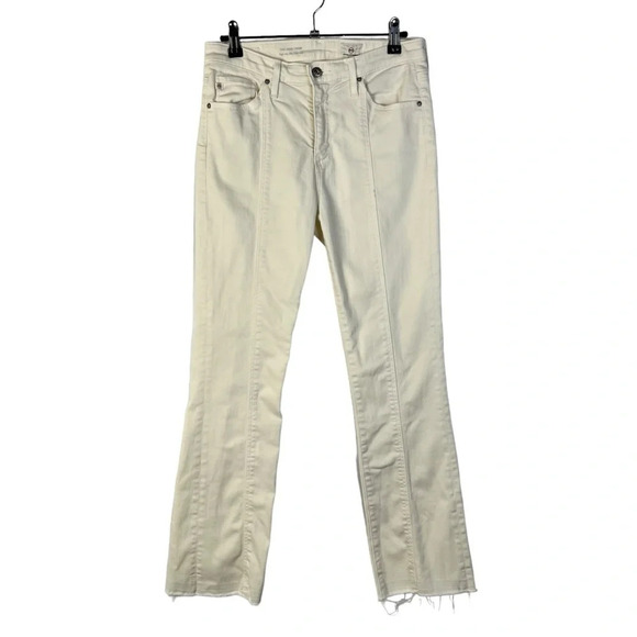 AG Adriano Goldschmied Ivory White Jodi Crop Flare Jeans 27 - Picture 1 of 3